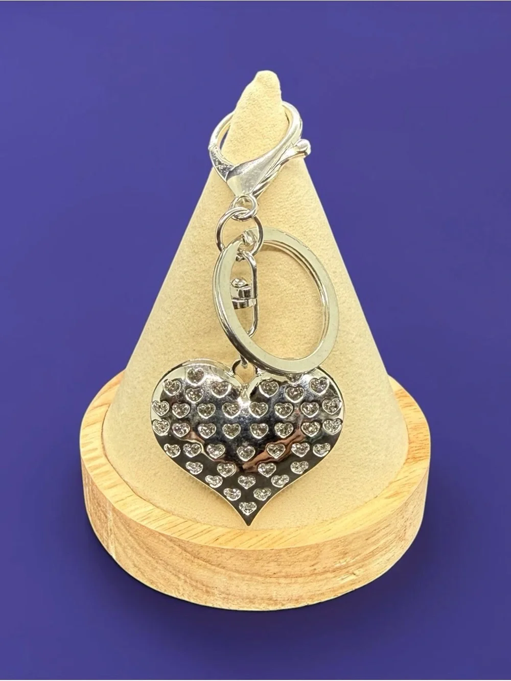 🩶Silver-Tone Crystal Heart Keychain/Bag Charm /NIP🩶